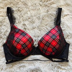 NEW Victoria's Secret Red and Black Plaid Lace Bra